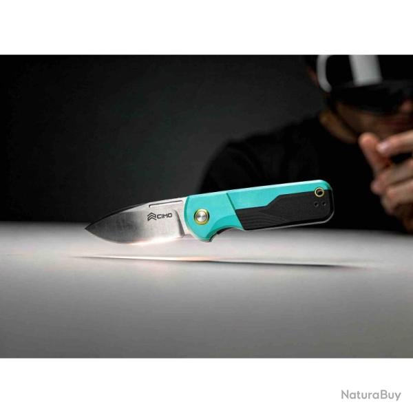 Couteau Cimo HydroSight Pulse Lame Acier 14C28N Manche Aluminium G10 Bleu CCMHRSGTPLS