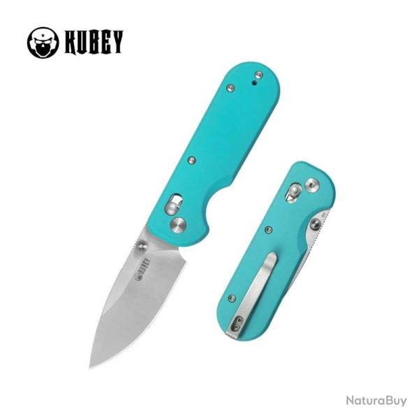 Couteau Kubey Bedrock Crossbar Lock Lame Acier D2 Manche G10 Tiffany Blue KUB505B
