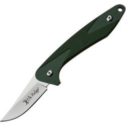Couteau Fixe Elk Ridge Hinterland Compact Lame Acier 8Cr13MoV Manche G10 Vert Etui Nylon ERHLFIX002