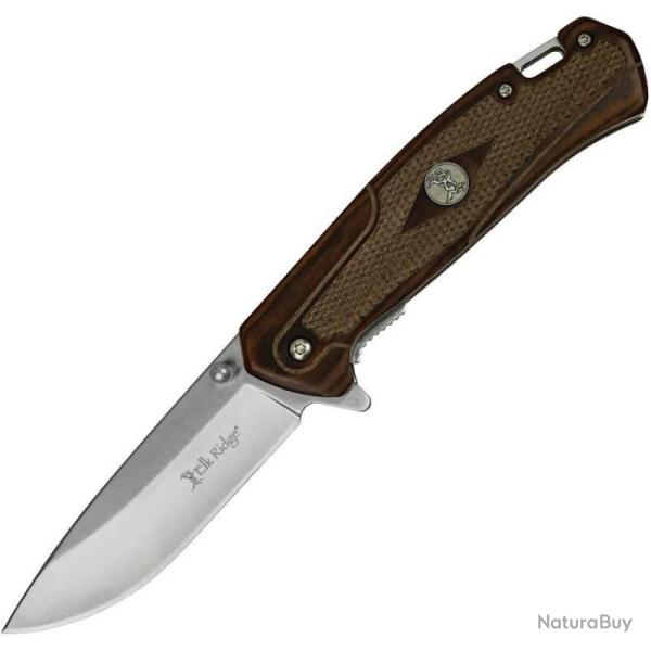 Couteau Elk Ridge Gentleman Linerlock Ouverture Assistee Lame Acier 3Cr13 Manche Damier ERA969BR