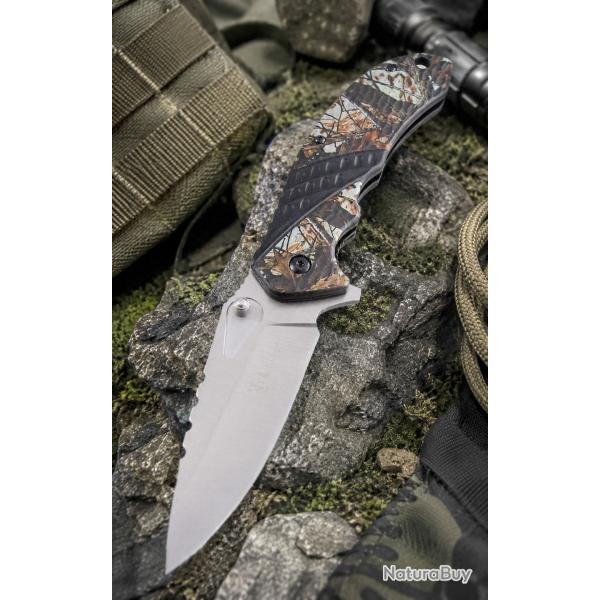 Couteau Elk Ridge Linerlock Ouverture Assistee Lame Acier 3Cr13 Manche Aluminium Camouflage ERA967CA