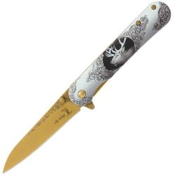 Couteau Elk Ridge Wildlife Framelock Ouverture Assistee Manche Lame Acier Motif Elan 3D ERA2007EK
