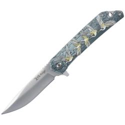 Couteau Elk Ridge Wildlife Linerlock Ouverture Assistee Manche Lame Acier Motif Cygne ERA2001SN