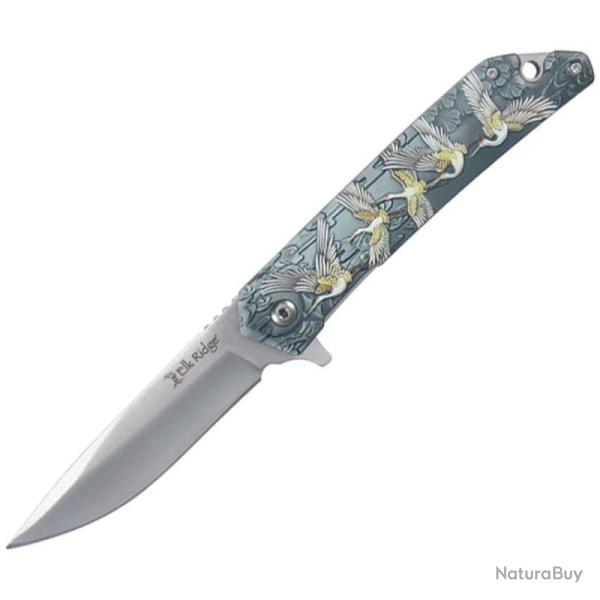 Couteau Elk Ridge Wildlife Linerlock Ouverture Assistee Manche Lame Acier Motif Cygne ERA2001SN