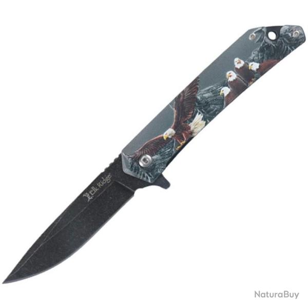 Couteau Elk Ridge Wildlife Linerlock Ouverture Assistee Manche Lame Acier Motif Aigle ERA2001EE