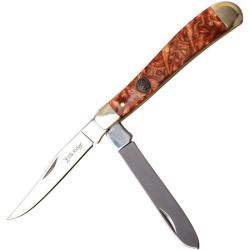 Couteau Pliant Elk Ridge Trapper Lame Acier Inox Manche Resine Marron 2 Lames Slip Joint ER954BR