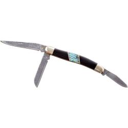 Couteau Elk Ridge Small Stockman 3 Lames Faux Damas Manche Pakkawood Nacre Slip Joint ER953DAB