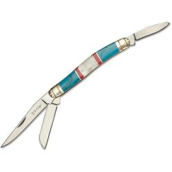 Couteau Elk Ridge Small Stockman Lame Acier Inox Manche Nacre Pierre 3 Lames Slip Joint ER953BMOP