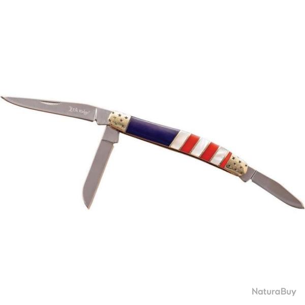 Couteau Pliant Elk Ridge Small Stockman Lame Acier Inox Manche Tricolore 3 Lames Slip Joint ER953AF