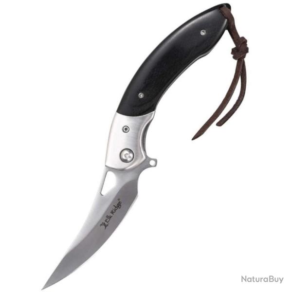 Couteau Pliant Elk Ridge Linerlock Trailing Point Lame Acier 3Cr13 Manche Bois Noir ER2032BN