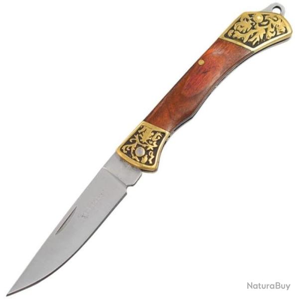 Couteau Pliant Elk Ridge Slip Joint Drop Point Lame Acier Inoxydable Manche Bois ER2023RD
