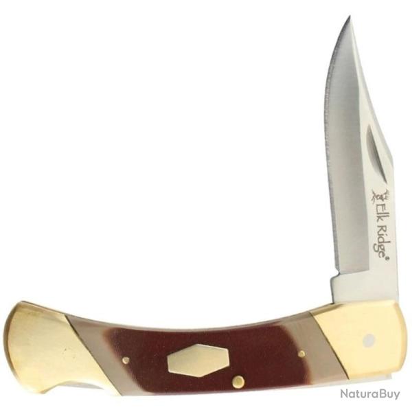 Couteau Pliant Elk Ridge Lockback Clip Point Lame Acier 3Cr13MoV Manche Delrin ER2015