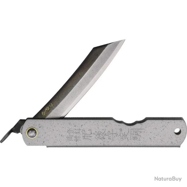 Couteau Higonokami No 9 Lame Acier SK Manche Argent Antique Systeme Piemontais HIGOC9BSK