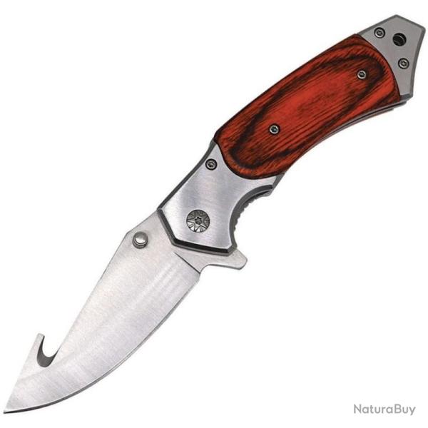 Couteau ElitEdge Gry/Wood Lame Acier 440C Manche Bois Linerlock EE10A26WD