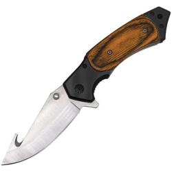 Couteau ElitEdge Blk/Wood Lame Acier 440C Manche Bois Linerlock EE10A26BW