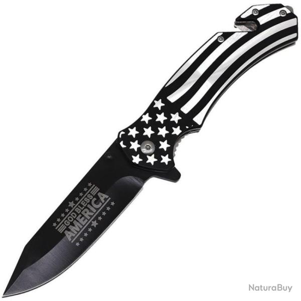 Couteau ElitEdge GBA Lame Acier 440C Manche Acier inoxydable Linerlock EE10A144SFB