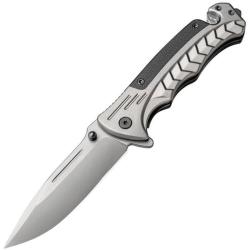 Couteau ElitEdge Gray Lame Acier 440C Manche Acier inoxydable Linerlock EE10A141GY