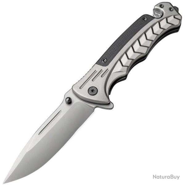 Couteau ElitEdge Gray Lame Acier 440C Manche Acier inoxydable Linerlock EE10A141GY