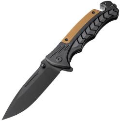 Couteau ElitEdge Blk Lame Acier 440C Manche Acier inoxydable Linerlock EE10A141BK