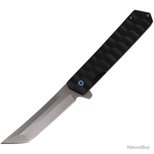 Couteau ElitEdge Black Gray Lame Acier 440C Manche Aluminium Linerlock EE10A140GY