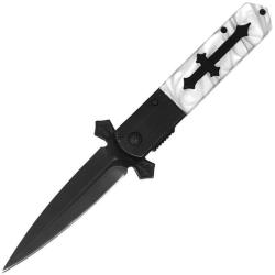 Couteau ElitEdge Knight Warrior Linerlock White Lame Acier 440C Manche Synth&eacute;tique EE10A137WPB