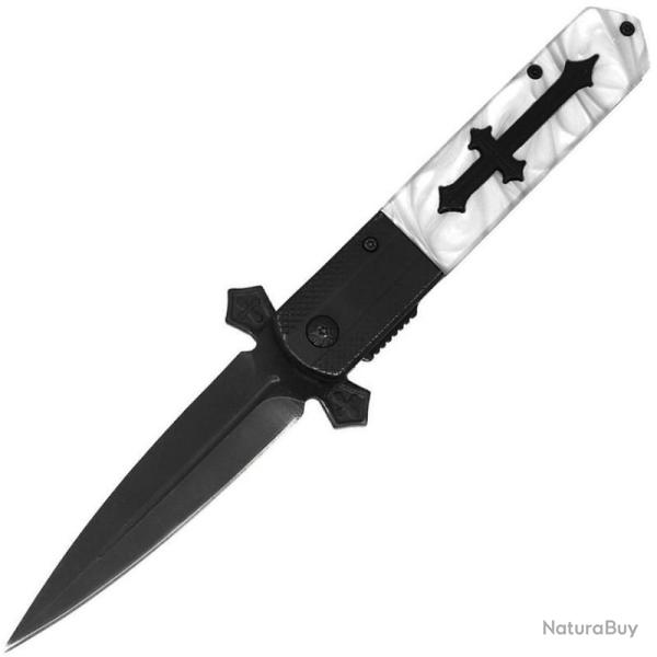Couteau ElitEdge Knight Warrior Linerlock White Lame Acier 440C Manche Synth�tique EE10A137WPB