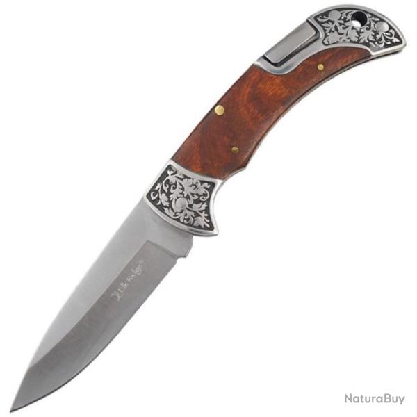 Couteau Pliant Elk Ridge Lockback Drop Point Acier Inoxydable Manche Bois Marron ER2029BN