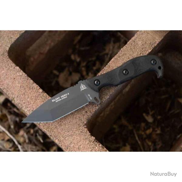 Couteau Fixe TOPS Knives Silent Hero 4 HERO4T-01 Lame Acier 1095 Manche G10 Etui Kydex TPHER04T01