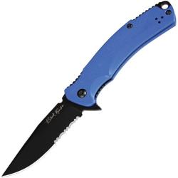 Couteau V Nives Rambo Shorty Pro Bleu Dentel&eacute; Lame Acier D2 Manche Framelock VNI33GPSBBL