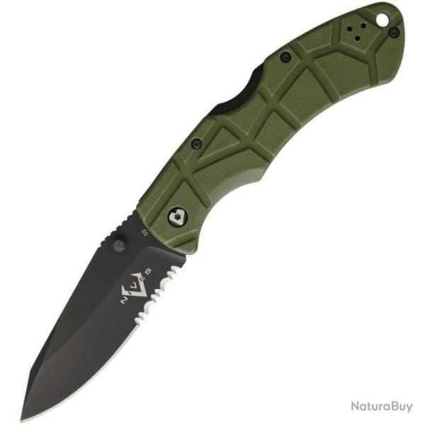 Couteau V Nives Rocky Vert Dentel� Lame Acier D2 Manche Lockback VNI30213