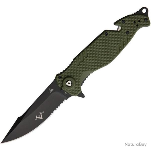 Couteau V Nives TGL Trailblazer OD Green Dentel� Lame Acier D2 Manche Linerlock VNI23GPSBGR