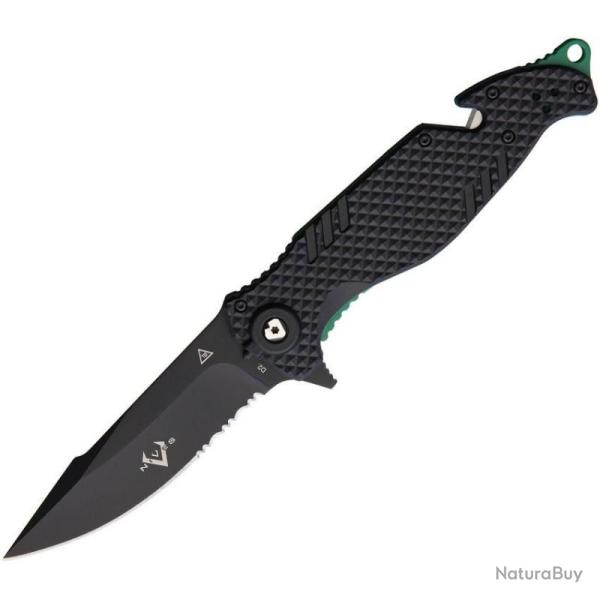 Couteau V Nives TGL Trailblazer Noir Dentel� Lame Acier D2 Manche Linerlock VNI23GPSBGBK