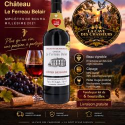 6 Bouteilles Chateau le Ferrreau Belair 2021 aop c&ocirc;tes de bourg 75cl LIVRAISON GRATUITE