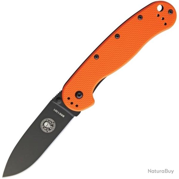 Couteau ESEE Avispa Lame Acier AUS-8 Manche G10 Orange et Acier Frame Lock Made In Taiwan BRK1301ORB
