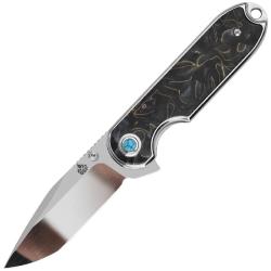 Couteau QSP Knife Nebula Lame Acier 14C28N Manche R&eacute;sine &Agrave; Mailles Cuivre et Laiton QS168E
