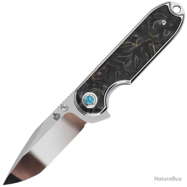 Couteau QSP Knife Nebula Lame Acier 14C28N Manche R�sine � Mailles Cuivre et Laiton QS168E