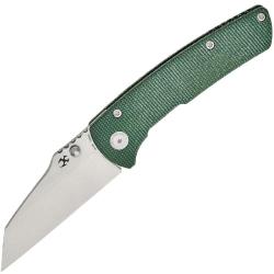 Couteau Kansept Main Street Lame Acier 154CM Manche Micarta Vert Liner Lock KT1015E2