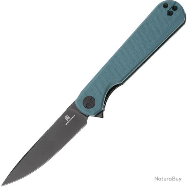 Couteau Bestechman Flick Lame Acier D2 Manche G10 Bleu-gris Liner Lock BTKMK13F