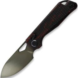 Couteau Kunwu Pulsar XL Lame Acier Elmax Manche G10 Noir et Rouge Textur&eacute; XT-Lock KUNX705XLA2