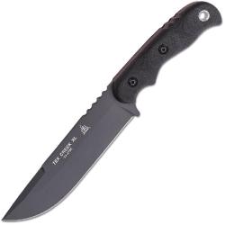 Couteau TOPS Knives TEX Creek XL Lame Acier 1095 Manche Micarta Noir &Eacute;tui Cuir Made In USA TPTEXXL02