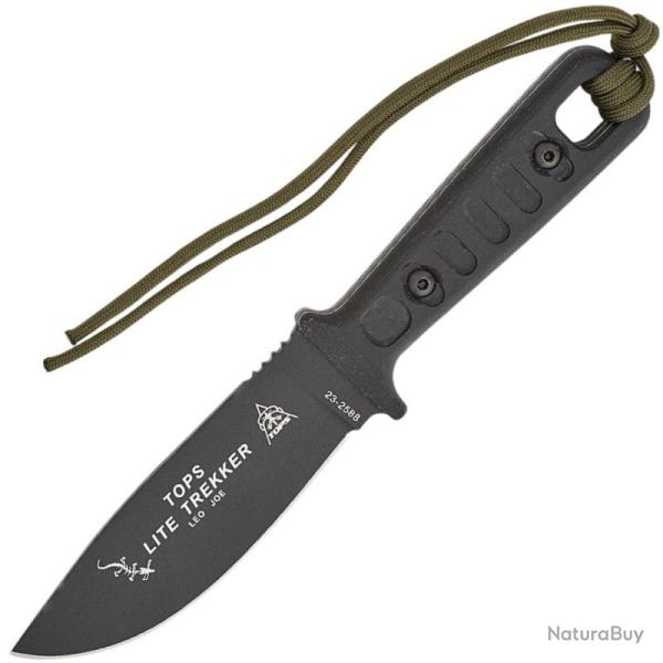 Couteau TOPS Knives Lite Trekker Lame Acier 1095 Manche Micarta Noir �tui Kydex Made In USA TPTLT02
