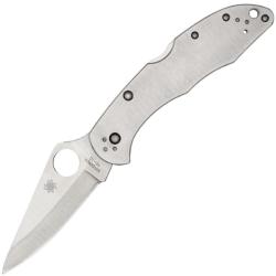 Couteau Spyderco Delica 4 Lame Acier VG-10 Manche Acier Inoxydable Bross&eacute; Back Lock SC11P