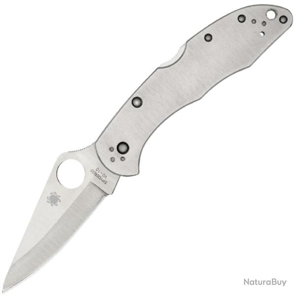 Couteau Spyderco Delica 4 Lame Acier VG-10 Manche Acier Inoxydable Bross� Back Lock SC11P