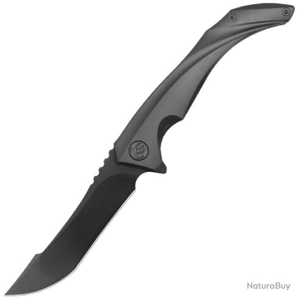 Couteau KB Knives Cyrus Lame Acier M390 Manche Titane Noir Sculpt� Frame Lock KUB387C