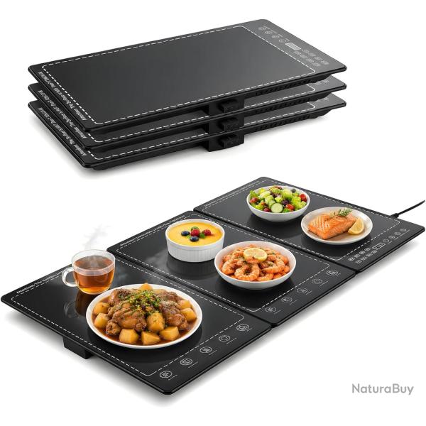 Chauffe-Plat �lectrique Pliable en Verre,3-in-1 Chauffante Pliable avec Temp�ratures R�glables 30-12