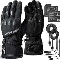 Gants Moto Chauffants, CE Niveau 1 KP, &Eacute;cran Tactile Chauffage jusqu'au bout des doigts, 3 niveaux,