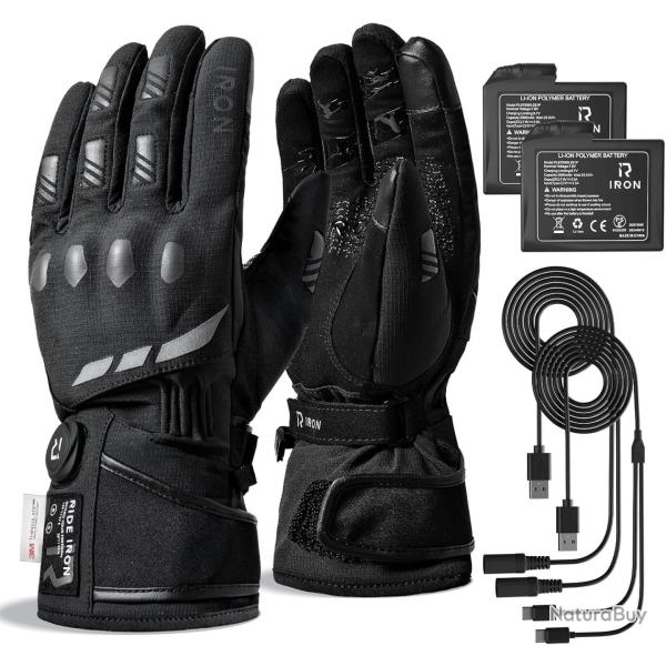 Gants Moto Chauffants, CE Niveau 1 KP, �cran Tactile Chauffage jusqu'au bout des doigts, 3 niveaux,