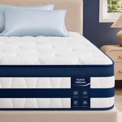 Matelas 120x200, 26 cm Hybride &agrave; Ressorts Ensach&eacute;s et M&eacute;moire de Forme Soutien Mi-Ferme, Confort Raf