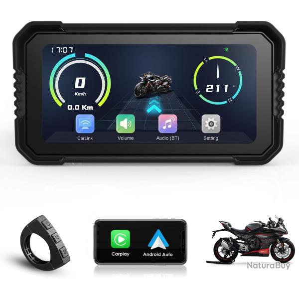 �cran CarPlay de moto 6,25", sans fil, CarPlay & Android Auto, navigation GPS pour moto, prise en ch