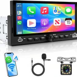 Ecran CarPlay Autoradio 1 DIN 6,86" InCell, Android Auto sans Fil Trajets et Voyages Stationnement F